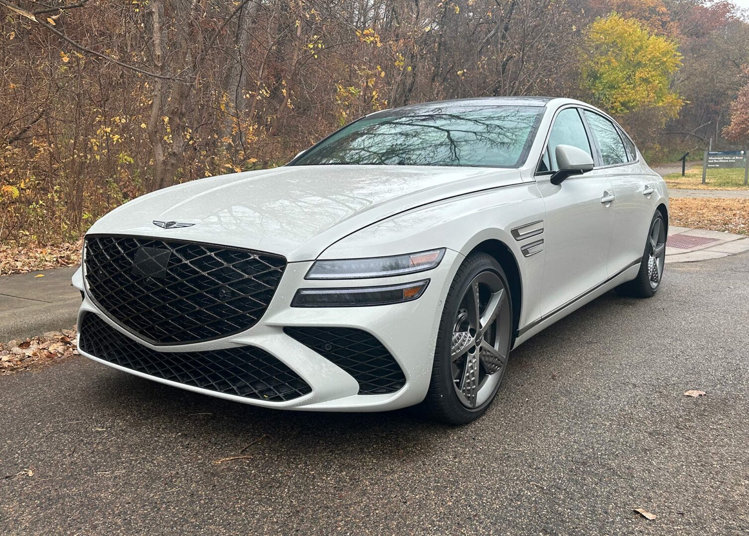 Front exterior view of the 2025 Genesis G80.