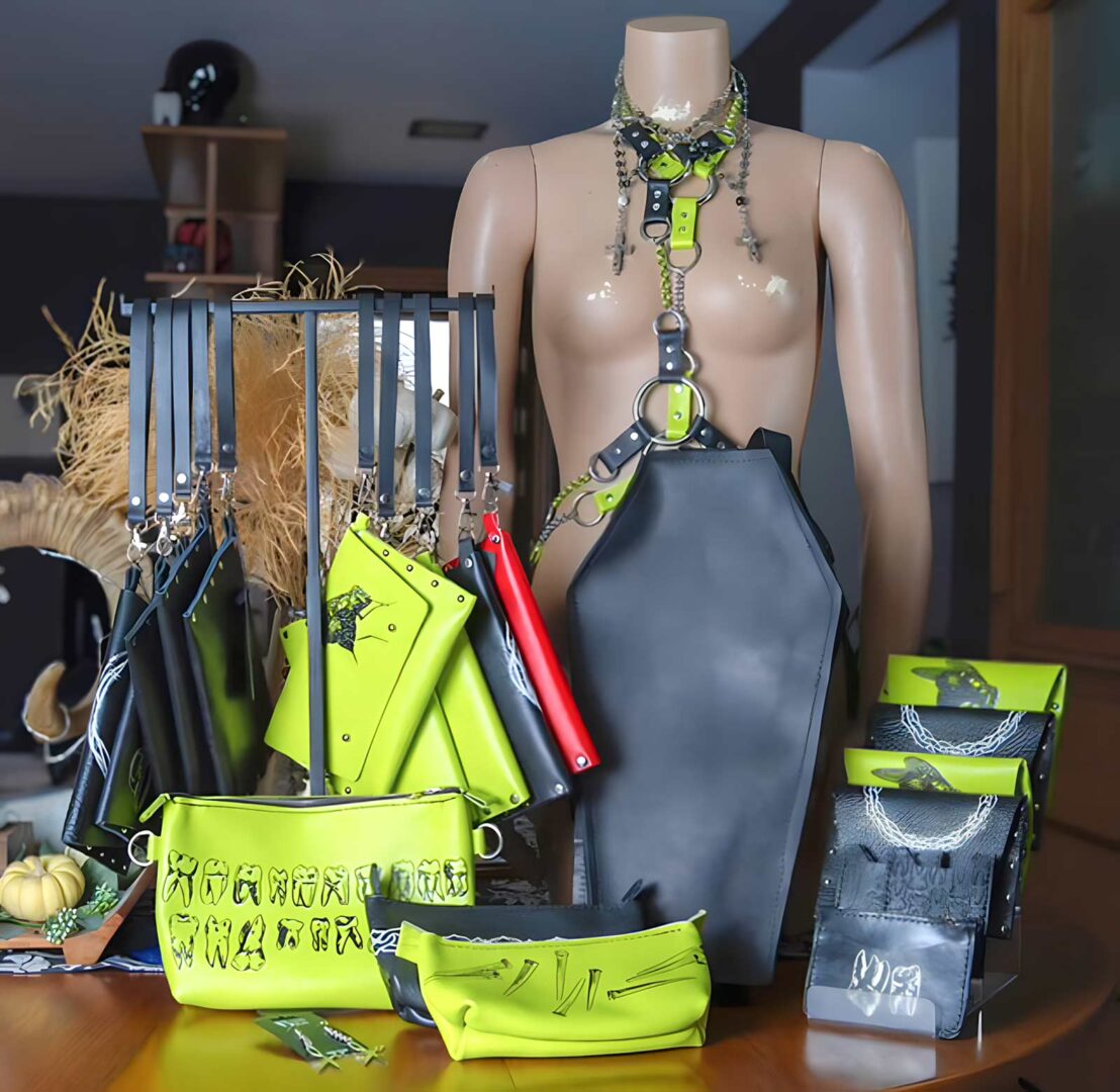 Table featuring fashion accessories sold at Tooth Saint.