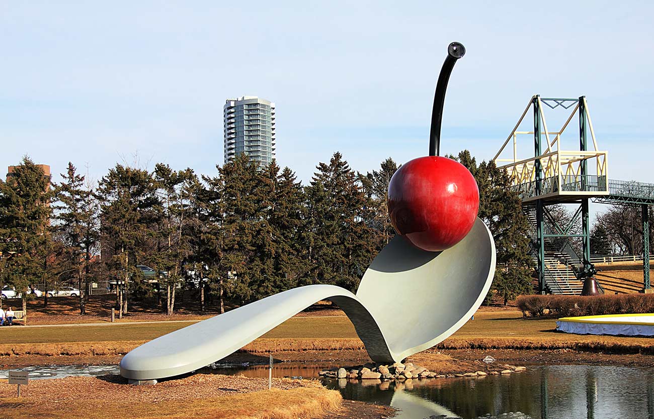 The Spoonbridge and cherry at Minneapolis sculpture garden, Walker art center.