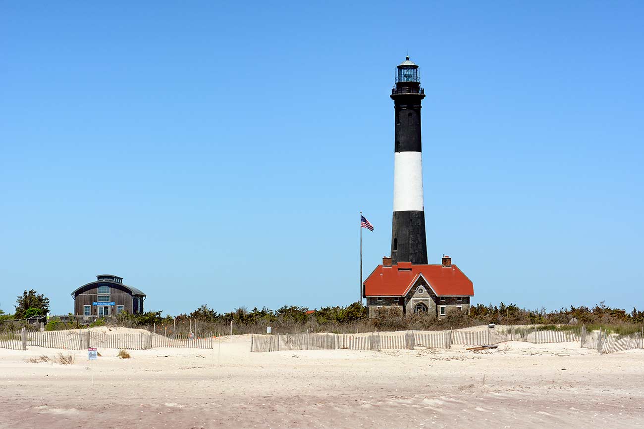 Fire Island Lighthouse and Lens Room located on Fire Island National Seashore.