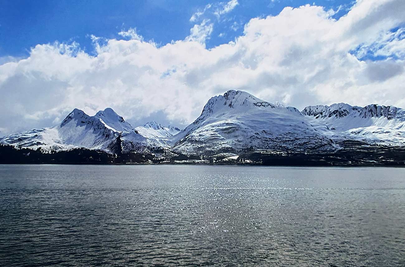 Alaskan shoreline view from a cruise ship.