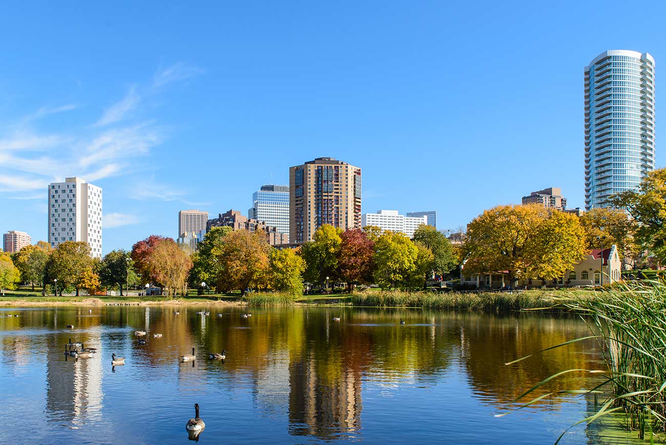 Loring Park in Minneapolis during autumn.