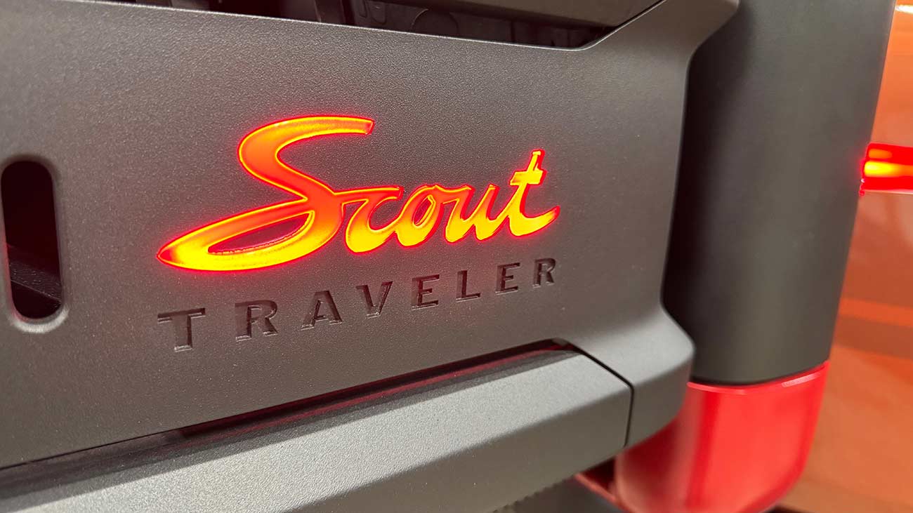 Scout logo on the vehicle that glows.