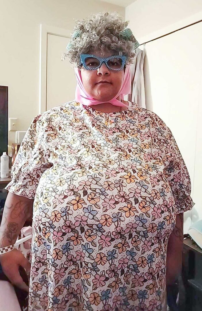 Sam Nordquist having some fun playing dress up.